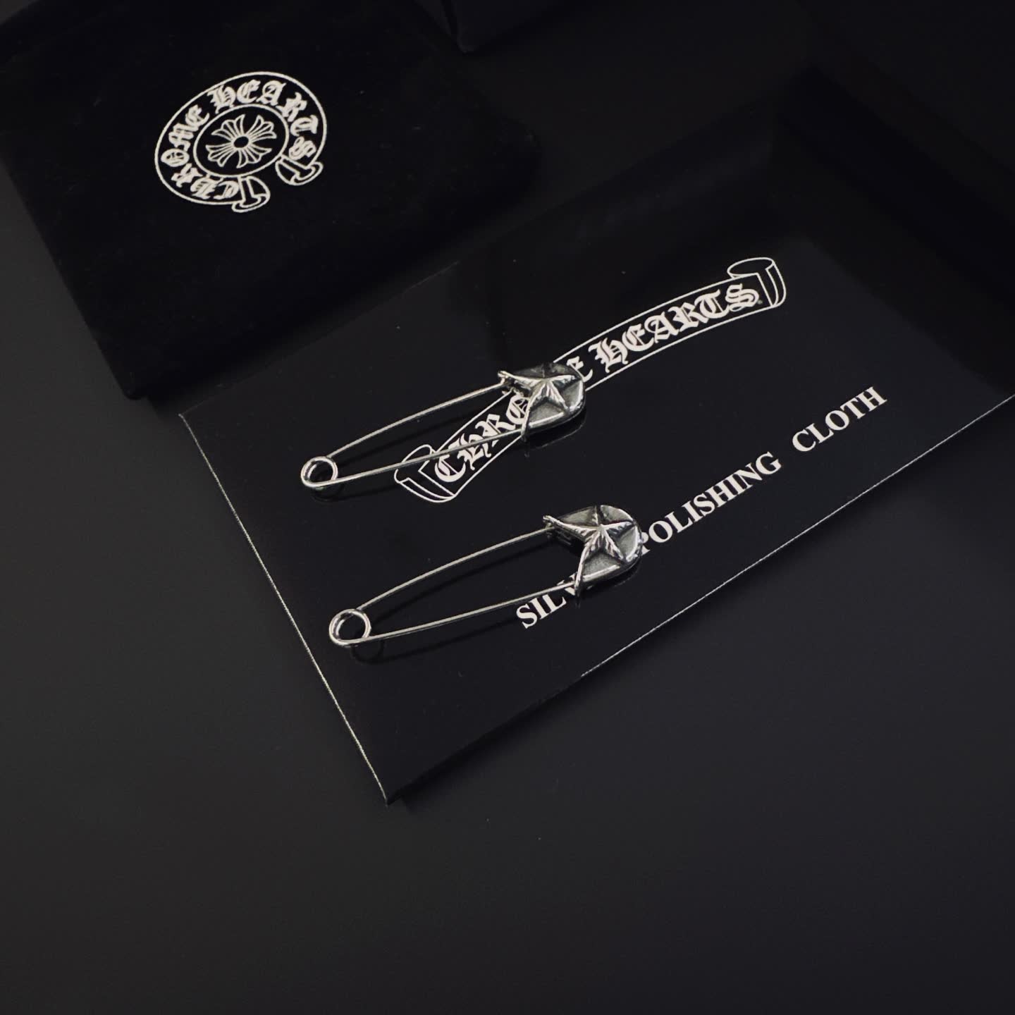 Chrome Hearts Silver Safety Pin Earrings